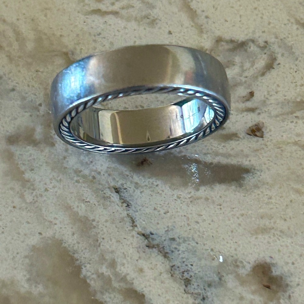 David Yurman Mens Streamline Band Ring in Grey Titanium Sz 8.5